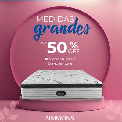 Ofertas de Muebles y Decoración en Neuquén | Simmons medidas grandes hasta 50% de Simmons | 7/9/2023 - 30/9/2023