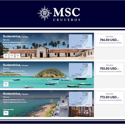 Ofertas de Viajes en Vicente López | MSC Ofertas Destacadas de MSC Cruceros | 11/9/2023 - 27/9/2023