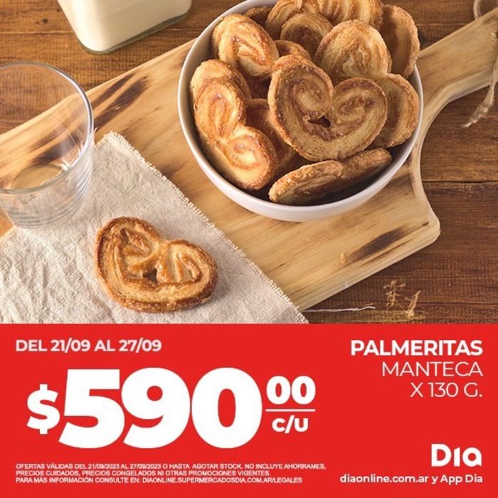 Catálogo Supermercados DIA en Buenos Aires | Palmeritas manteca | 22/9/2023 - 27/9/2023
