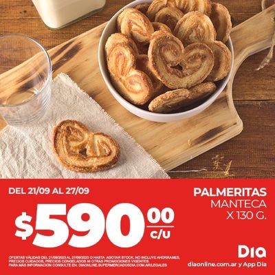 Catálogo Supermercados DIA en Mar del Plata | Palmeritas manteca | 22/9/2023 - 27/9/2023