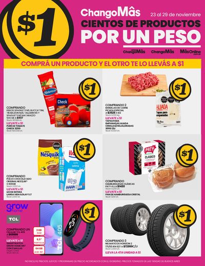 Ofertas de Hiper-Supermercados en Quilmes | UNO MÁS A UN PESO de HiperChangomas | 23/11/2023 - 29/11/2023