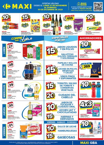 Ofertas de Hiper-Supermercados en Vicente López | OFERTAS SEMANALES - GBA de Carrefour Maxi | 27/11/2023 - 3/12/2023