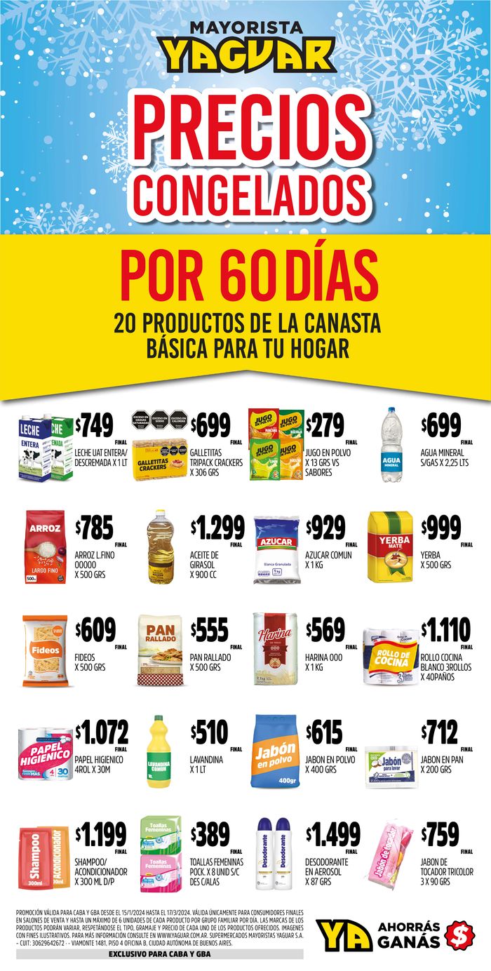 Catálogo Supermercados Yaguar en Martínez | Precios congelados por 60 días | 19/1/2024 - 17/3/2024