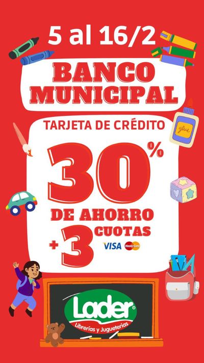 Ofertas de Libros y Ocio en Rosario | Tarjeta de Crédito 30% OFF de Librerias Lader | 6/2/2024 - 6/3/2024