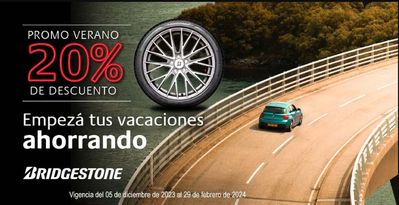 Ofertas de Autos, Motos y Repuestos en Canning | Promo Verano 20% off de descuento de Bridgestone | 12/2/2024 - 29/2/2024