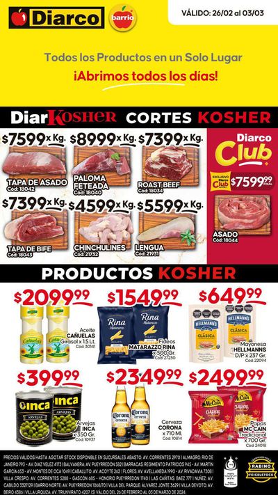 Catálogo Diarco en Quilmes | Ofertas Kosher26/02 al 03/03/24 | 26/2/2024 - 3/3/2024