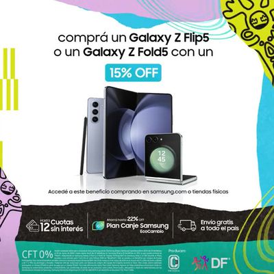 Ofertas de Electrónica y Electrodomésticos en Santa Fe | Galaxy Z Flip5 & Galaxy Z Fold5 15% off de Samsung | 29/2/2024 - 3/3/2024