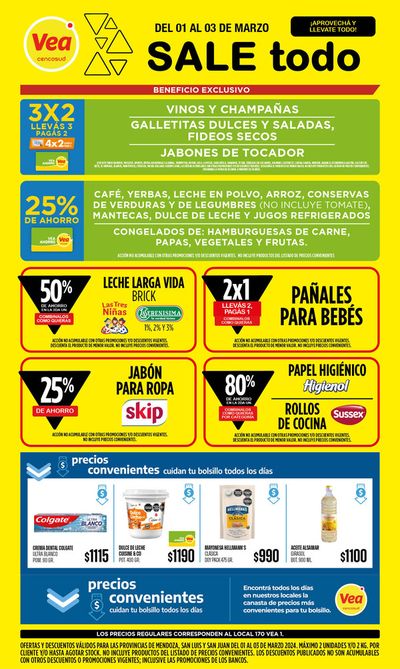 Ofertas de Hiper-Supermercados en San Martín (Mendoza) | Ofertas Vea Mendoza, San Juan y San Luis  de Supermercados Vea | 1/3/2024 - 3/3/2024