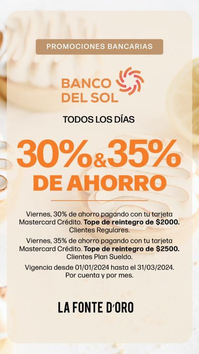 Ofertas de Restaurantes en Valentín Alsina | 30% & 35% de ahorro de La Fonte D'oro | 7/3/2024 - 31/3/2024