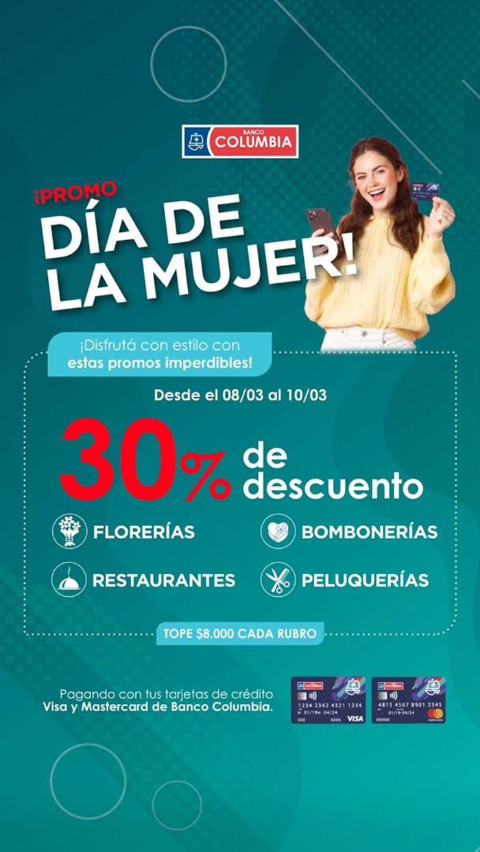 Catálogo Banco Santa Cruz en Comodoro Rivadavia | Promociones Banco Columbia hasta 50% off | 8/3/2024 - 30/4/2024