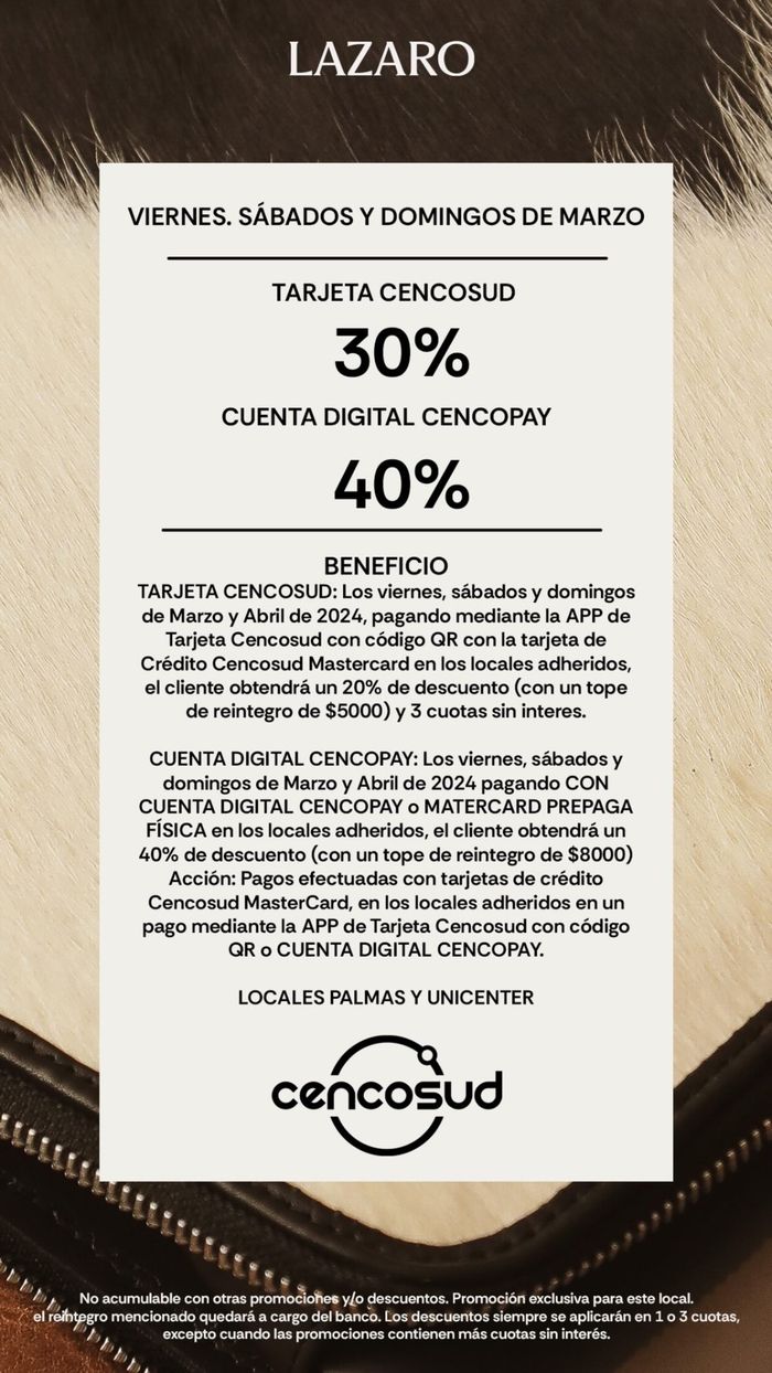 Catálogo Lazaro en Córdoba | Promociones Marzo con tarjeta hasta 40% off | 15/3/2024 - 31/3/2024