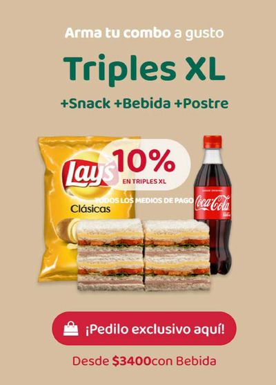 Ofertas de Restaurantes en Rosario | Triples XL 10% off de Mamina | 20/3/2024 - 30/3/2024