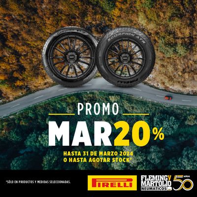 Ofertas de Autos, Motos y Repuestos en Rosario | 20% de descuento en neumáticos Pirelli de Fleming y Martolio | 20/3/2024 - 31/3/2024
