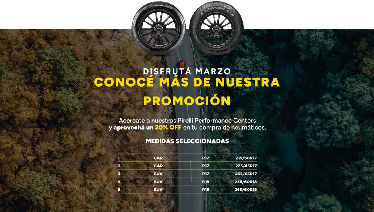 Catálogo Pirelli en San Miguel de Tucumán | Promo Mar20% | 20/3/2024 - 31/3/2024