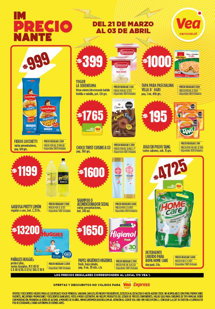 Catálogo Supermercados Vea en Maipú (Mendoza) | Ofertas Supermercados Vea Cuyo  | 25/3/2024 - 3/4/2024