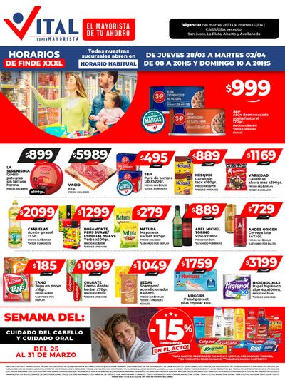 Ofertas de Hiper-Supermercados en Pilar (Buenos Aires) | ¡Ahorrá y Disfrutá! Caba-GBA de Supermayorista Vital | 26/3/2024 - 2/4/2024