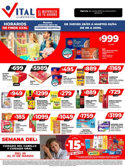 Ofertas de Hiper-Supermercados en Esperanza | ¡Ahorrá y Disfrutá! Santa Fe de Supermayorista Vital | 26/3/2024 - 2/4/2024