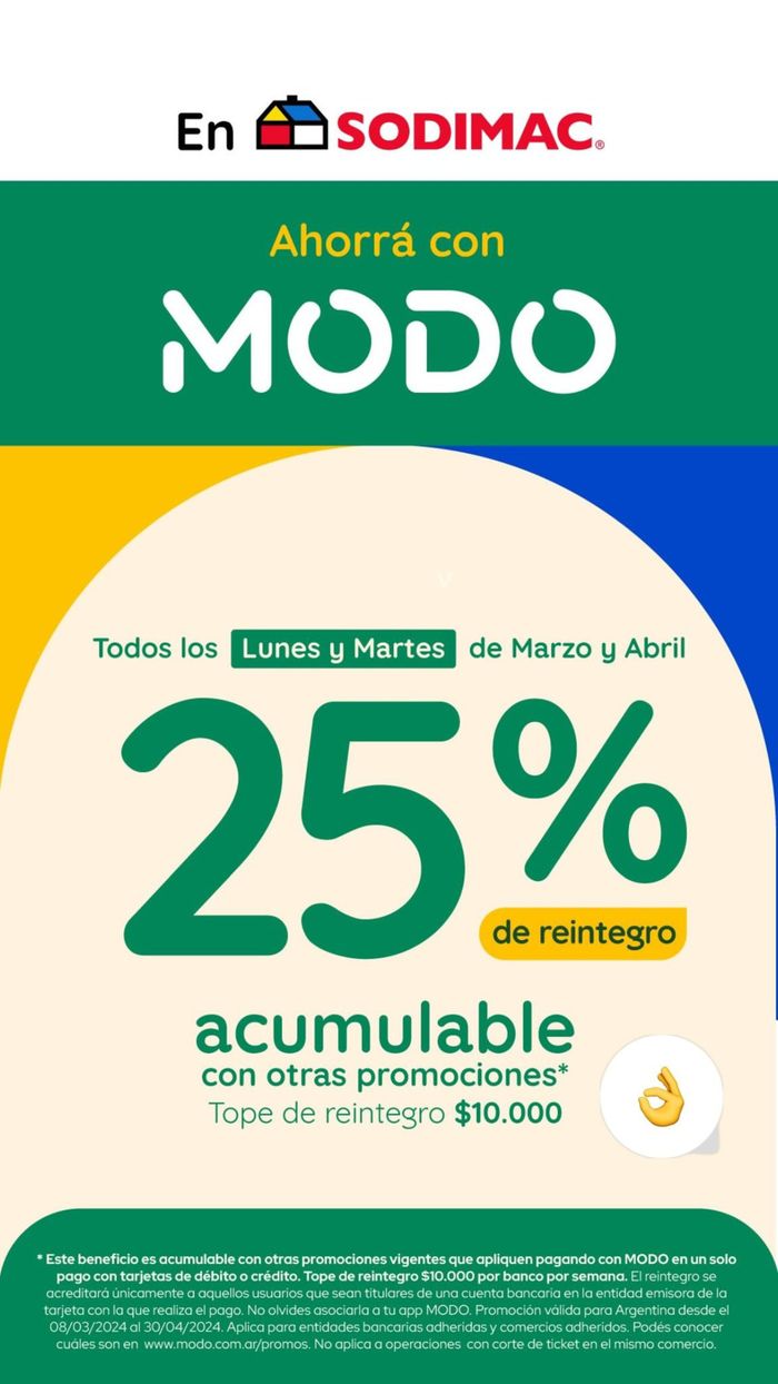 Catálogo Sodimac en Buenos Aires | Todos los lunes y martes 25% de reintegro | 26/3/2024 - 30/4/2024