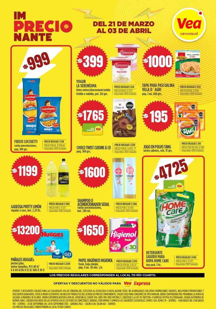 Catálogo Supermercados Vea | Ofertas Supermercados Vea Córdoba | 26/3/2024 - 3/4/2024