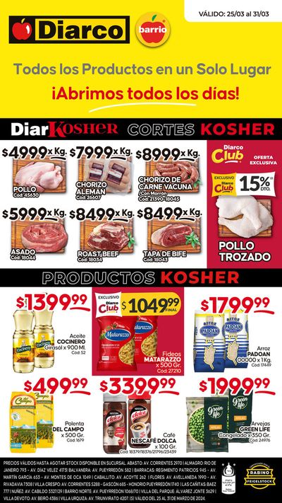 Catálogo Diarco en Belgrano (Buenos Aires) | Diarco Ofertas Kosher | 26/3/2024 - 31/3/2024