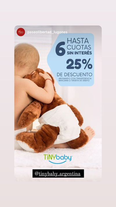 Ofertas de Juguetes, Niños y Bebés en Río Ceballos | Hasta 6 cuotas sin interés y 25% de descuento de Tiny Baby | 26/3/2024 - 9/4/2024