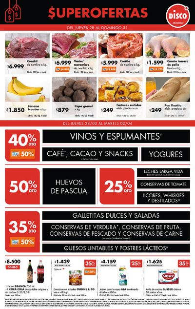 Ofertas de Hiper-Supermercados en Alta Gracia | $uperofertas Disco de Disco | 28/3/2024 - 31/3/2024