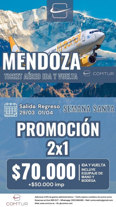 Ofertas de Viajes en San Lorenzo (Salta) | Promociónes Viajes - Mendoza de Comtur | 28/3/2024 - 1/4/2024