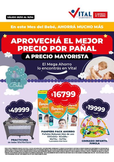 Ofertas de Hiper-Supermercados en Morón | ¡Aprovechá el mejor precio por pañal! de Supermayorista Vital | 2/4/2024 - 15/4/2024