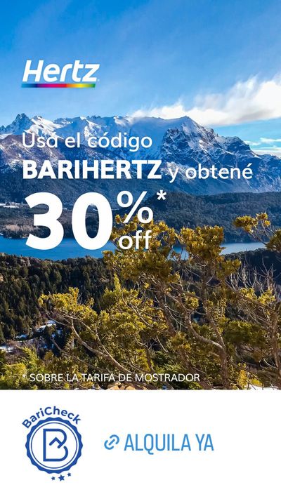 Ofertas de Autos, Motos y Repuestos en Ushuaia | 30% de descuento con código BARIHERTZ de Hertz | 4/4/2024 - 30/4/2024