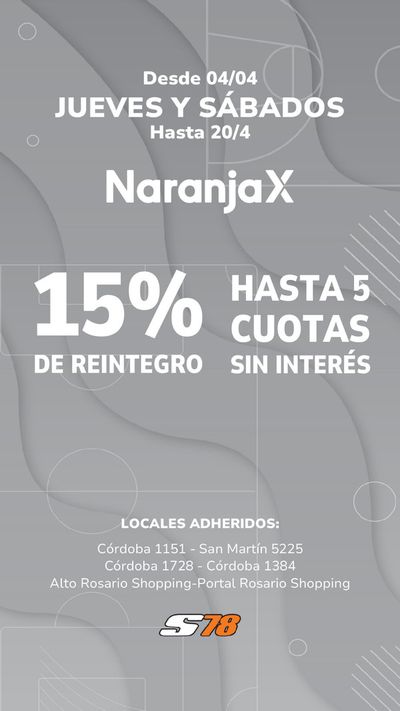 Ofertas de Deporte en San Lorenzo (Santa Fe) | 15% de reintegro Jueves y Sábados de Sport 78 | 4/4/2024 - 20/4/2024