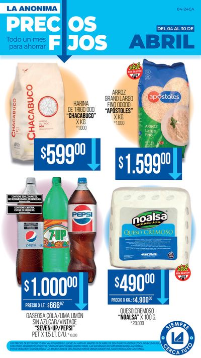 Ofertas de Hiper-Supermercados en Chivilcoy | Precios Fijos cont de La Anonima | 5/4/2024 - 30/4/2024