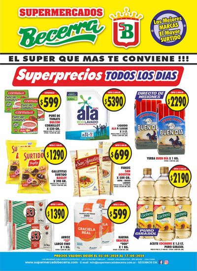 Ofertas de Hiper-Supermercados en Villa Carlos Paz | Catálogo Supermercados Becerra de Supermercados Becerra | 5/4/2024 - 17/4/2024