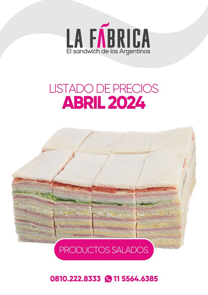 Catálogo La Fábrica | Listado de precios Abril 2024 | 5/4/2024 - 30/4/2024