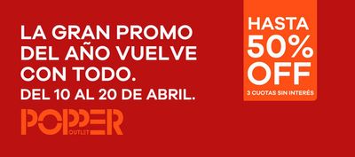 Ofertas de Deporte en Ushuaia | Hasta 50% OFF del 10 al 20 de Abril de Popper Store | 10/4/2024 - 20/4/2024