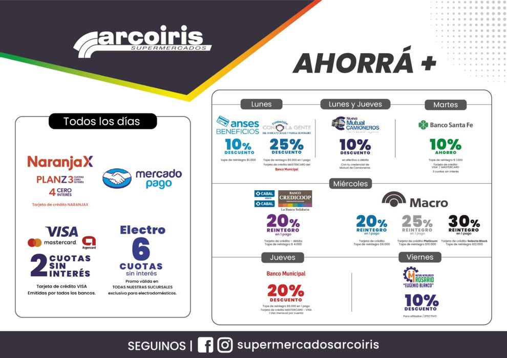 Catálogo Arcoiris Supermercados en Santa Fe | Promos Bancarias Arcoiris Supermercados | 11/4/2024 - 30/4/2024