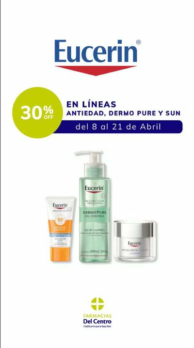 Ofertas de Farmacias y Ópticas en Mendoza | 30% off en líneas antiedad, dermo pure y sun de Farmacias Del Centro | 11/4/2024 - 21/4/2024