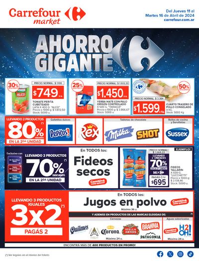 Ofertas de Hiper-Supermercados en Mendoza | Catálogo Ahorro Gigante Market Interior de Carrefour Market | 12/4/2024 - 16/4/2024