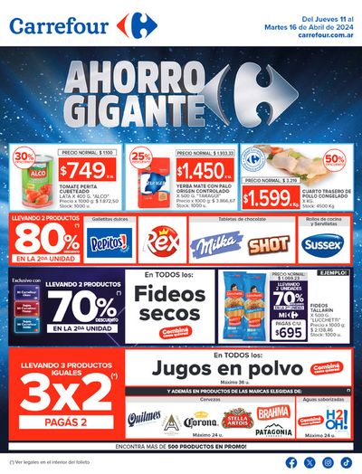Ofertas de Hiper-Supermercados en San Carlos de Bariloche | Catálogo Ahorro Gigante Hiper Sur de Carrefour | 12/4/2024 - 16/4/2024