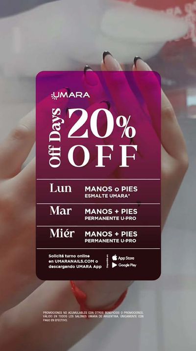 Ofertas de Perfumería y Maquillaje en Luján de Cuyo | Umara Off Days 20% off de Umara | 12/4/2024 - 30/4/2024