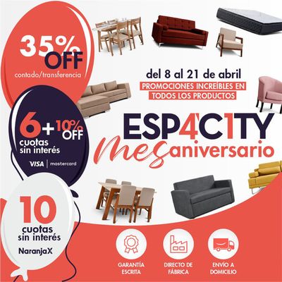 Ofertas de Muebles y Decoración en Córdoba | Promociones Espacity en todos 35% off de Espacity | 12/4/2024 - 21/4/2024