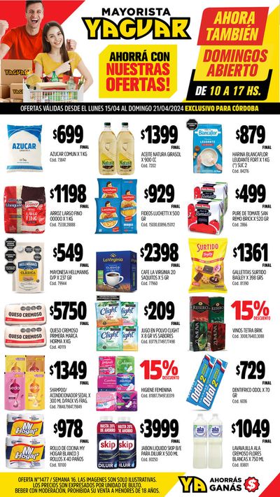 Ofertas de Hiper-Supermercados en Monte Cristo | Ofertas Yaguar - Córdoba de Supermercados Yaguar | 15/4/2024 - 21/4/2024