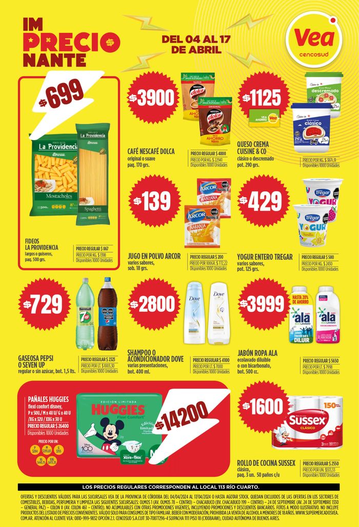 Catálogo Supermercados Vea en Marcos Juárez | Ofertas Supermercados Vea CBA | 15/4/2024 - 17/4/2024