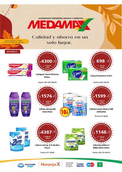 Ofertas de Hiper-Supermercados en Gregorio de Laferrere | Ofertas Semanales Ruta 3 de Medamax | 15/4/2024 - 20/4/2024