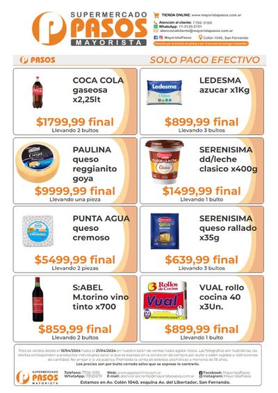 Catálogo Pasos Supermercado en Martínez | Feria de descuentos Pasos Mayorista | 15/4/2024 - 21/4/2024