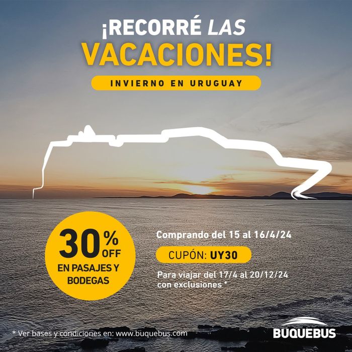 Catálogo Buquebus en Martínez | ¡Recorré las vacaciones! 30% off en pasajes | 15/4/2024 - 16/4/2024