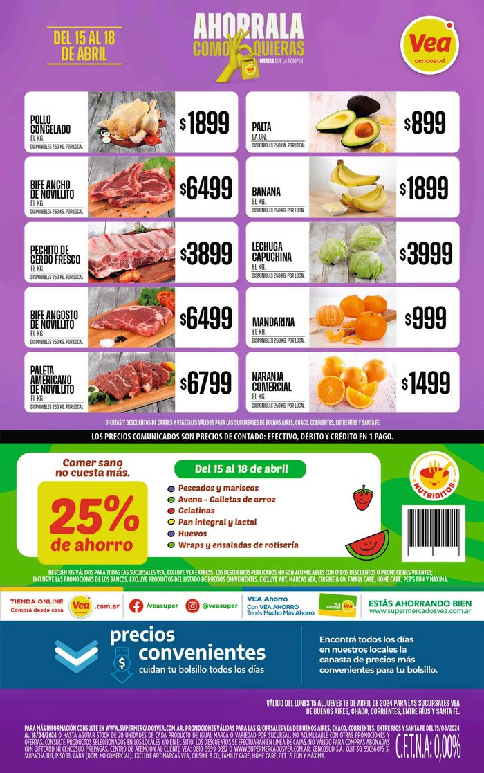 Catálogo Supermercados Vea en General Pacheco | Ofertas Supermercados Vea BS AS - NEA | 16/4/2024 - 18/4/2024