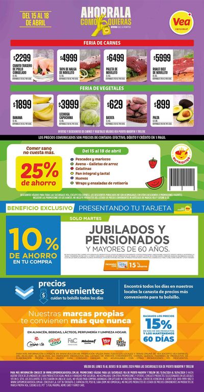 Catálogo Supermercados Vea en Puerto Madryn | Ofertas Supermercados Vea - Chubut | 16/4/2024 - 18/4/2024