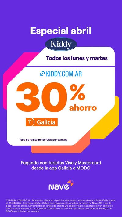 Ofertas de Juguetes, Niños y Bebés en Avellaneda (Buenos Aires) | 30% de ahorro todos los lunes y martes de Kiddy | 16/4/2024 - 30/4/2024