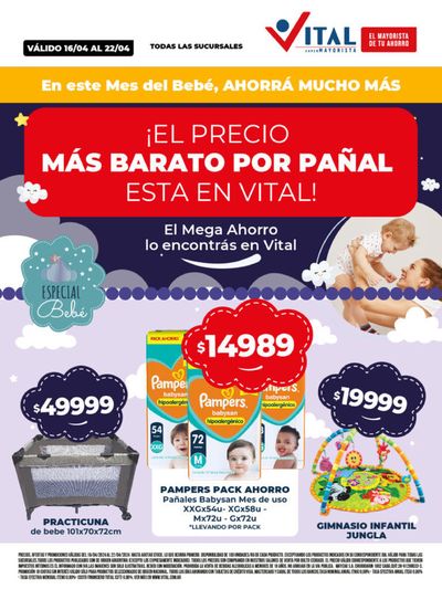 Ofertas de Hiper-Supermercados en Rafael Castillo | ¡Aprovechá el mejor precio por pañal! de Supermayorista Vital | 17/4/2024 - 22/4/2024