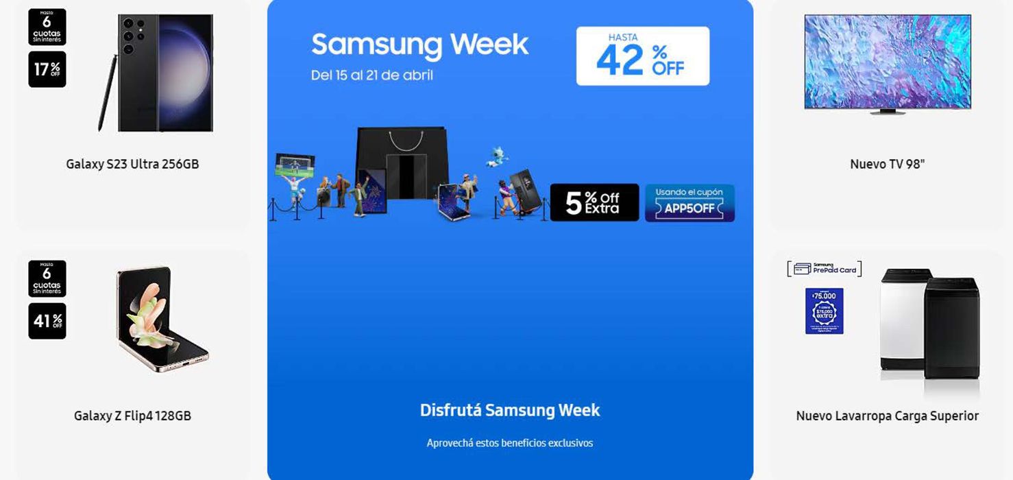 Catálogo Samsung en Belgrano (Buenos Aires) | Disfrutá Samsung Week - Hasta 42% off | 17/4/2024 - 21/4/2024